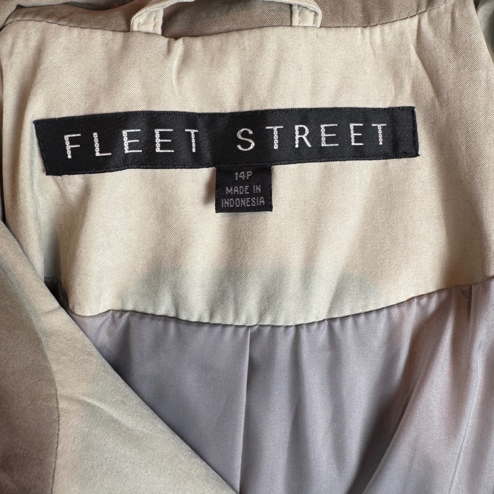 Vintage Beige Hooded Trench Coat Longline Belted Oversized Raincoat Womens 14P - Picture 6 of 12